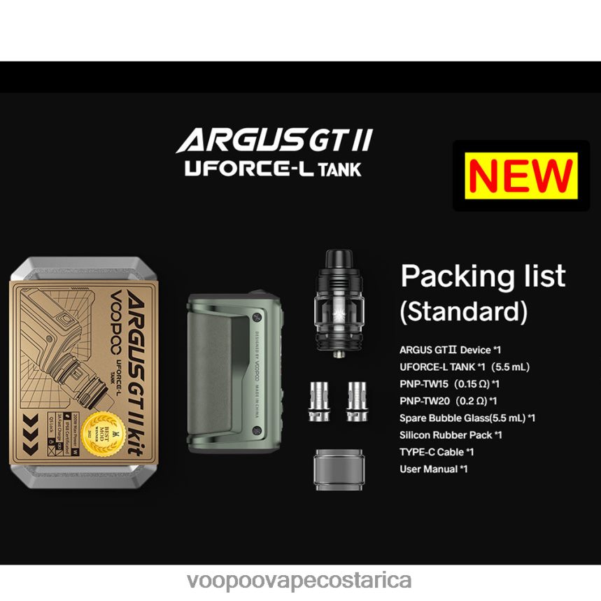 VOOPOO Vape Costa Rica - VOOPOO ARGUS GT II equipo de tanque 2X4JBN1 grafito